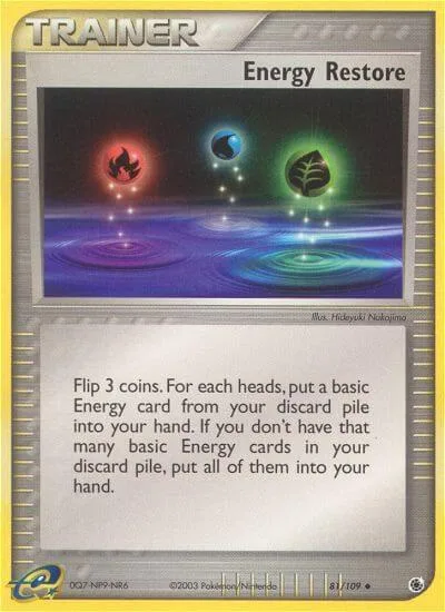 Energy Restore #81/109 Reverse Holofoil Pokémon card from EX Ruby and Sapphire