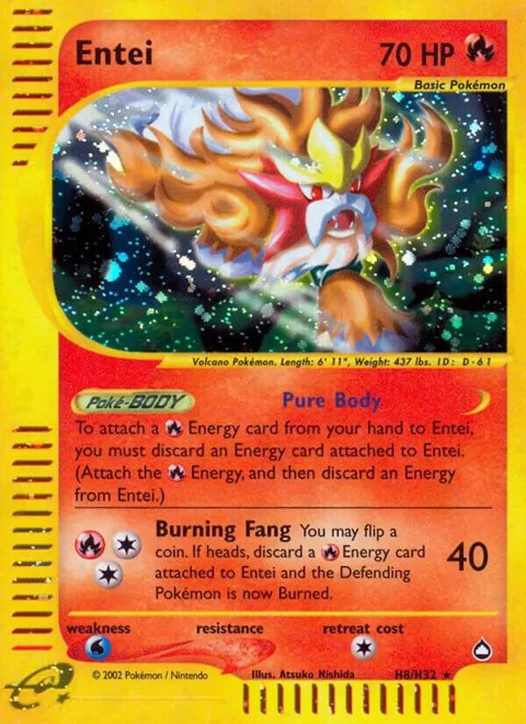 Entei H8 #H08/H32 Holofoil Pokémon card from Aquapolis