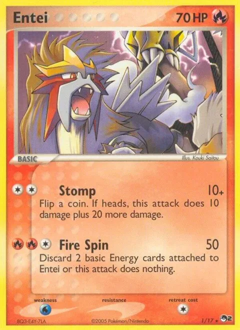 Entei #001/017 Pokémon card from POP Series 2