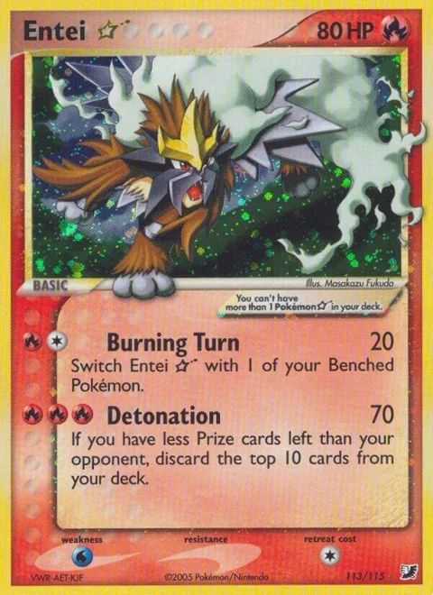 Entei Star #113/115 Holofoil Pokémon card from EX Unseen Forces