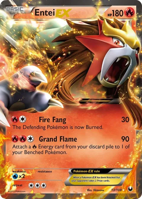 Entei EX #13/108 Holofoil Pokémon card from Dark Explorers
