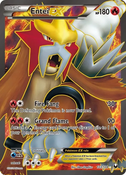 Entei EX 103 Full Art #103/108 Holofoil Pokémon card from Dark Explorers