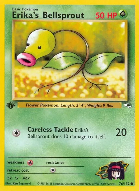 Erika's Bellsprout 76 #076/132 Unlimited Pokémon card from Gym Heroes