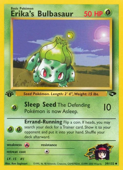 Erika's Bulbasaur #039/132 1st Edition Pokémon card from Gym Challenge