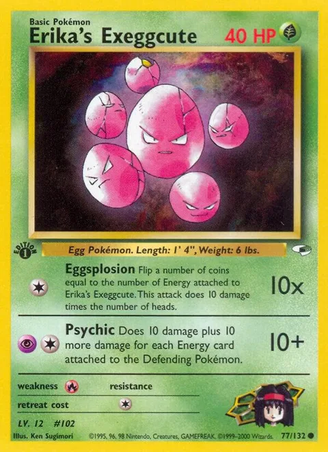 Erika's Exeggcute 77 #077/132 1st Edition Pokémon card from Gym Heroes