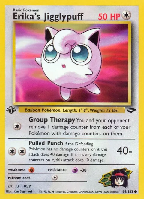 Erika's Jigglypuff #069/132 Unlimited Pokémon card from Gym Challenge