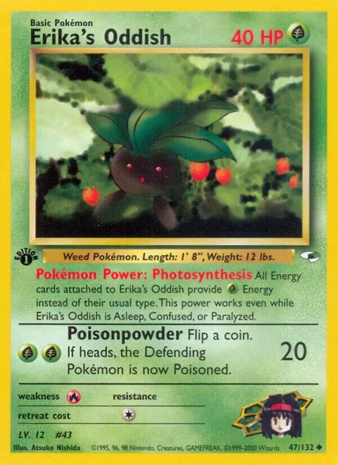 Erika's Oddish 47 #047/132 1st Edition Pokémon card from Gym Heroes