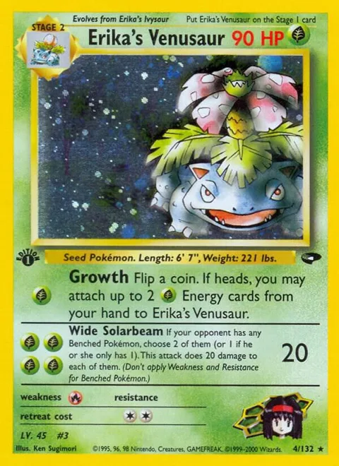 Erika's Venusaur #004/132 1st Edition Holofoil Pokémon card from Gym Challenge
