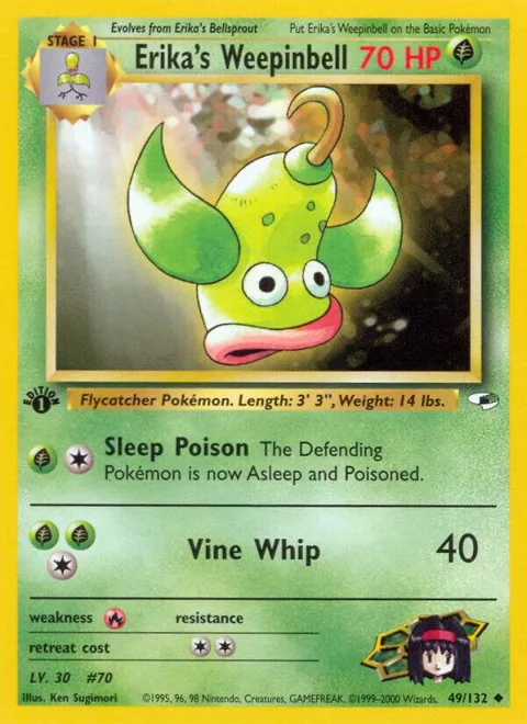 Erika's Weepinbell 49 #049/132 1st Edition Pokémon card from Gym Heroes