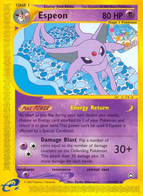 Espeon #011/147 Pokémon card from Aquapolis