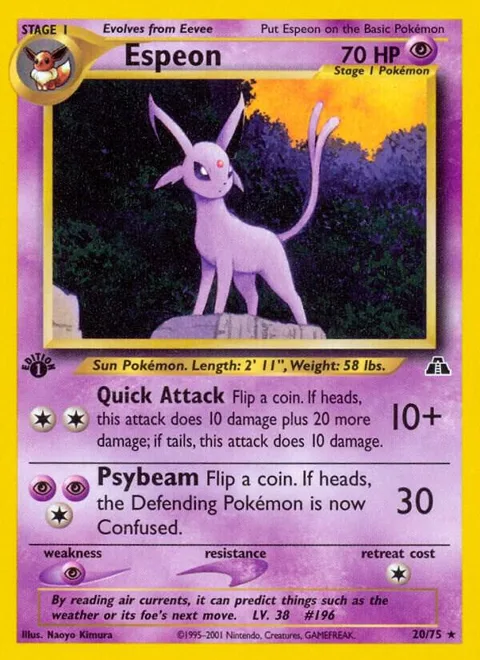 Espeon 20 #20/75 1st Edition Pokémon card from Neo Discovery