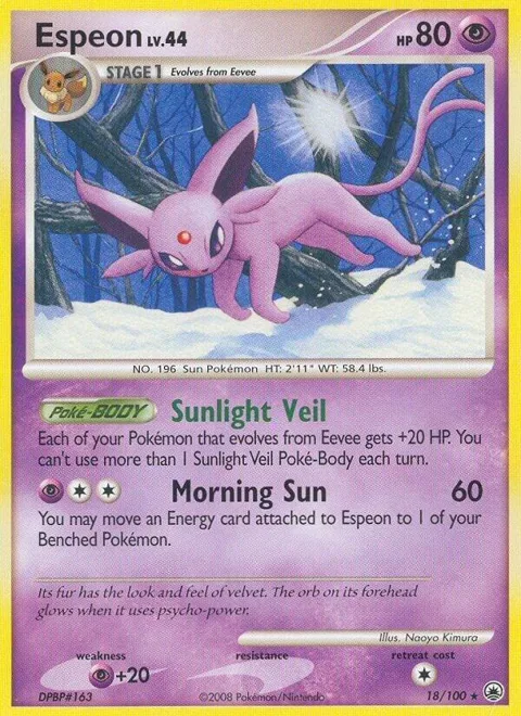 Espeon #18/100 Reverse Holofoil Pokémon card from Majestic Dawn