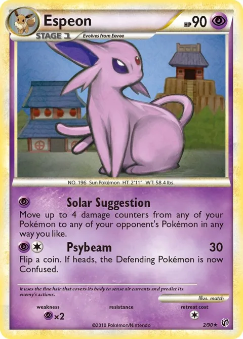 Espeon #2/90 Reverse Holofoil Pokémon card from Undaunted