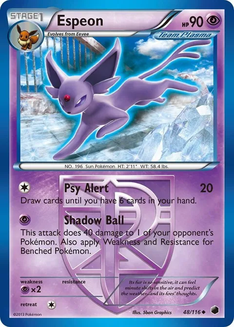 Espeon Team Plasma #48/116 Reverse Holofoil Pokémon card from Plasma Freeze