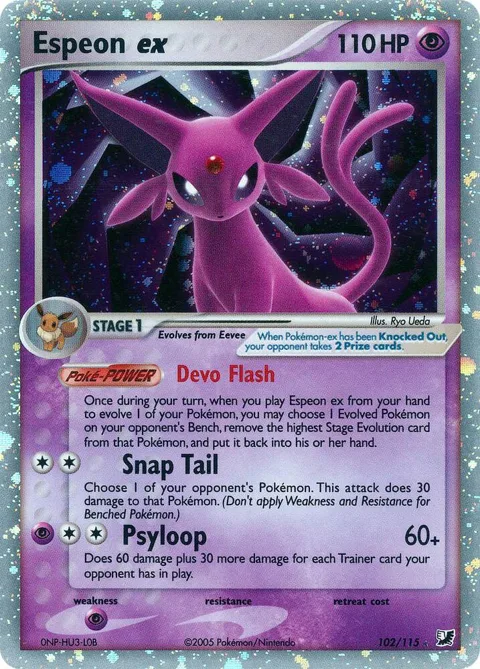 Espeon ex #102/115 Holofoil Pokémon card from EX Unseen Forces
