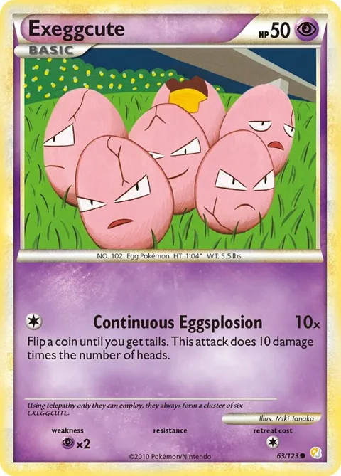 Exeggcute #63/123 Pokémon card from HeartGold SoulSilver