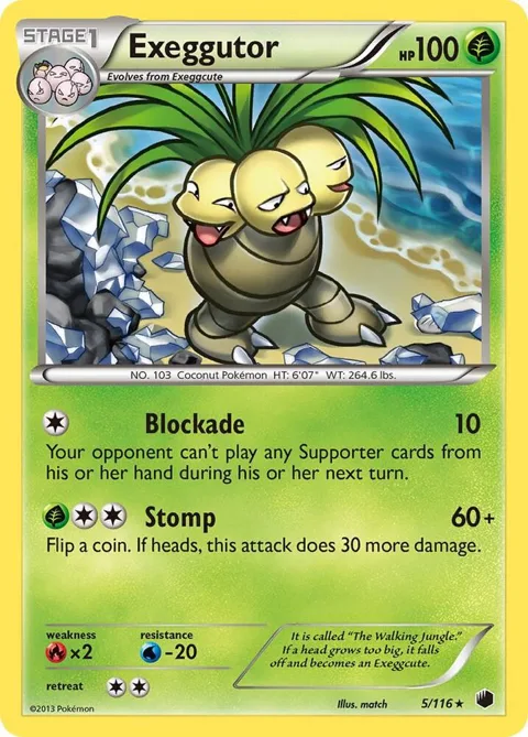 Exeggutor #5/116 Reverse Holofoil Pokémon card from Plasma Freeze