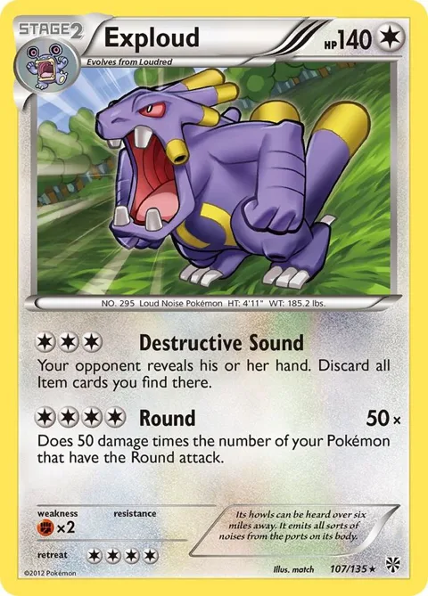 Exploud #107/135 Pokémon card from Plasma Storm