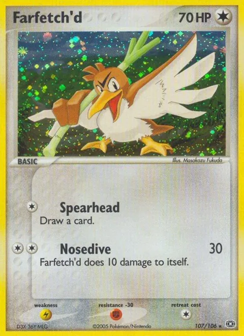 Farfetch'd Secret Rare #107/106 Holofoil Pokémon card from EX Emerald