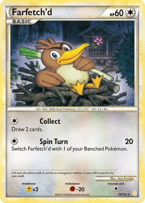 Farfetch'd #19/123 Reverse Holofoil Pokémon card from HeartGold SoulSilver
