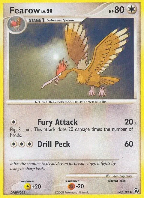 Fearow #36/100 Pokémon card from Majestic Dawn