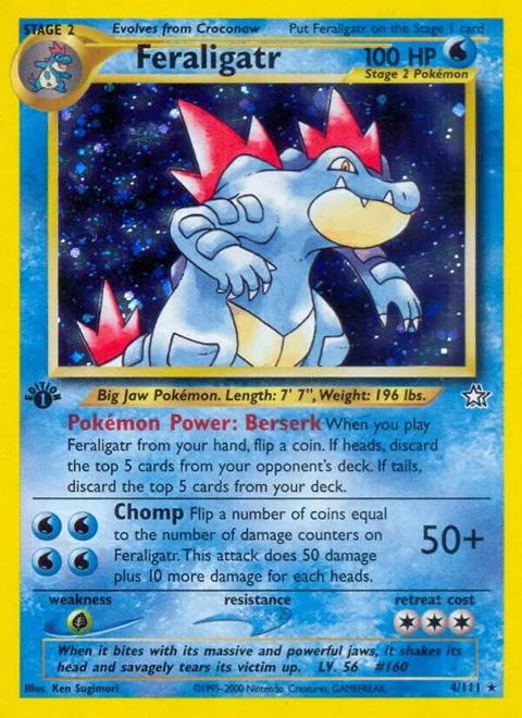 Feraligatr 4 #004/111 1st Edition Holofoil Pokémon card from Neo Genesis