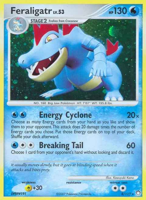 Feraligatr #8/123 Holofoil Pokémon card from Mysterious Treasures