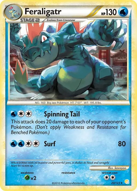 Feraligatr #20/123 Pokémon card from HeartGold SoulSilver