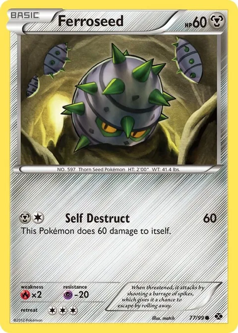 Ferroseed #77/99 Reverse Holofoil Pokémon card from Next Destinies