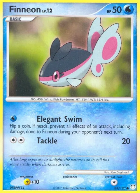 Finneon #83/123 Reverse Holofoil Pokémon card from Mysterious Treasures