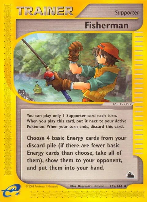 Fisherman #125/144 Reverse Holofoil Pokémon card from Skyridge