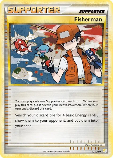 Fisherman #92/123 Reverse Holofoil Pokémon card from HeartGold SoulSilver