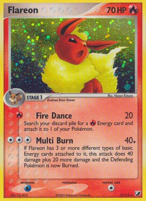 Flareon #5/115 Holofoil Pokémon card from EX Unseen Forces