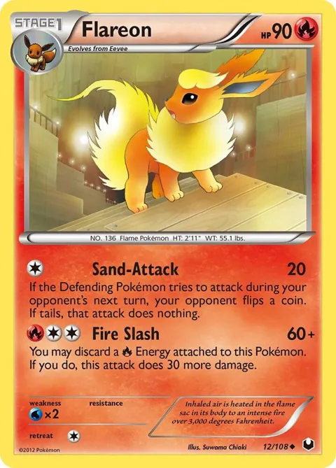 Flareon #12/108 Pokémon card from Dark Explorers