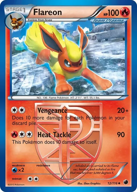 Flareon Team Plasma #12/116 Reverse Holofoil Pokémon card from Plasma Freeze