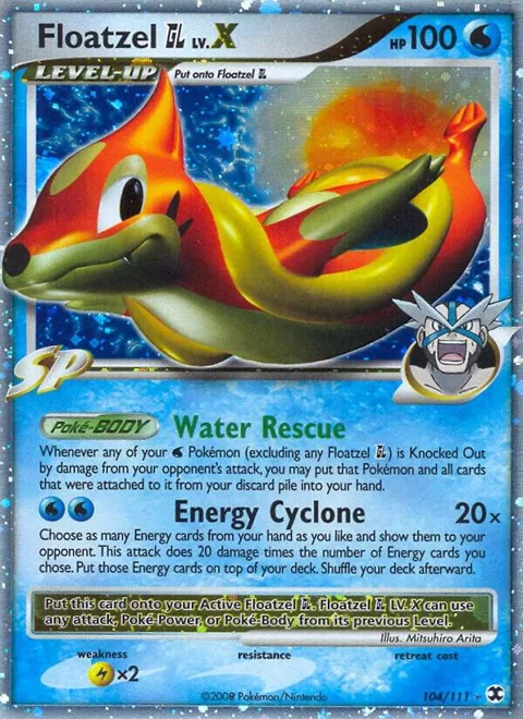 Floatzel GL Lv.X #104/111 Holofoil Pokémon card from Rising Rivals