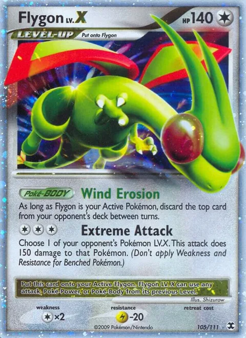 Flygon Lv.X #105/111 Holofoil Pokémon card from Rising Rivals