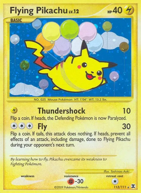 Flying Pikachu #113/111 Holofoil Pokémon card from Rising Rivals