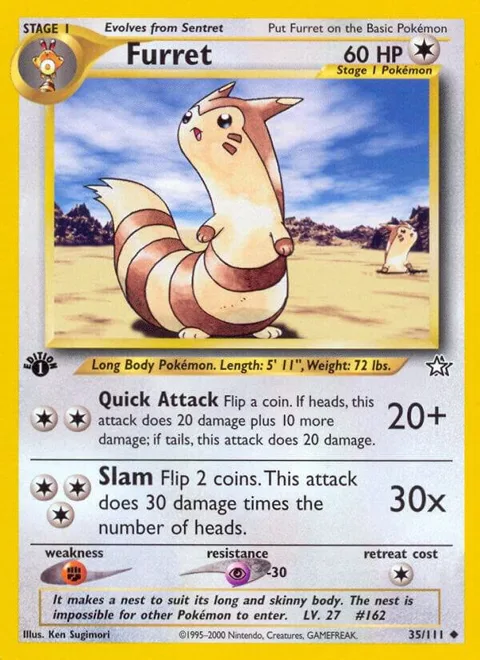 Furret #035/111 1st Edition Pokémon card from Neo Genesis