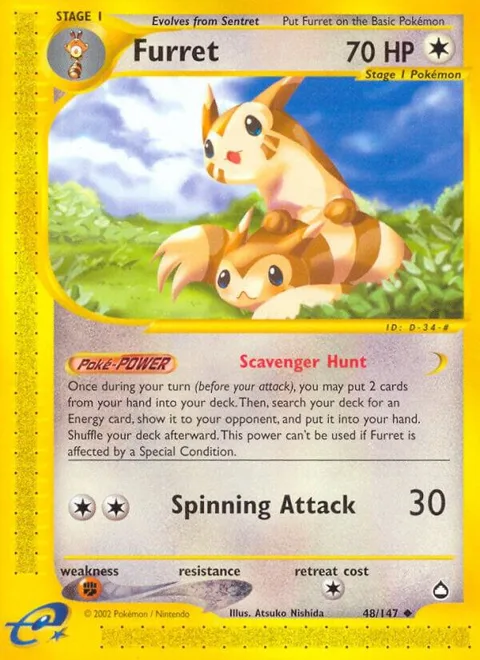 Furret #048/147 Pokémon card from Aquapolis