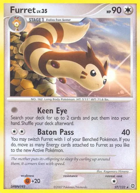Furret #27/132 Pokémon card from Secret Wonders