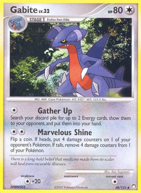Gabite #48/123 Pokémon card from Mysterious Treasures