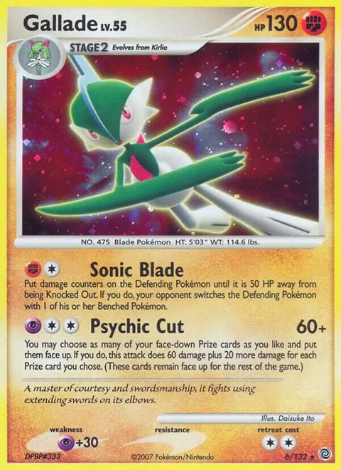 Gallade #6/132 Holofoil Pokémon card from Secret Wonders