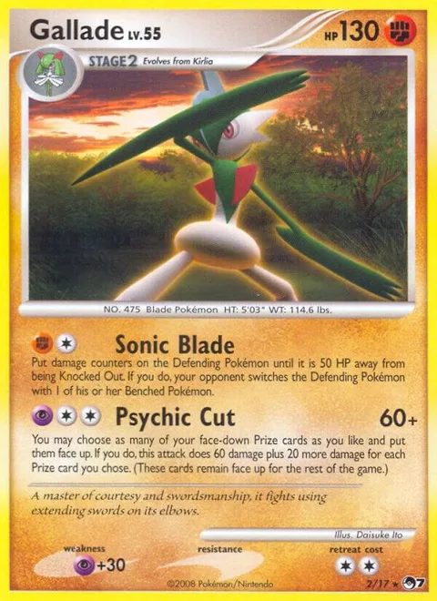 Gallade #002/017 Holofoil Pokémon card from POP Series 7