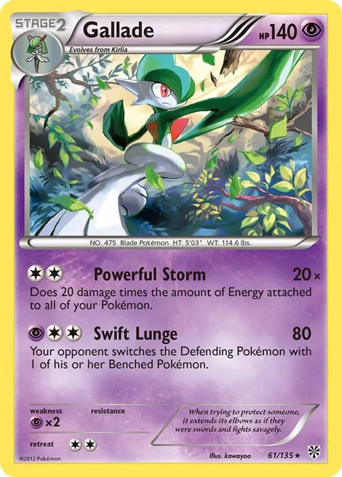 Gallade #61/135 Holofoil Pokémon card from Plasma Storm