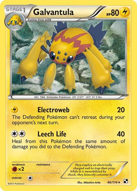 Galvantula #46/114 Reverse Holofoil Pokémon card from Black and White