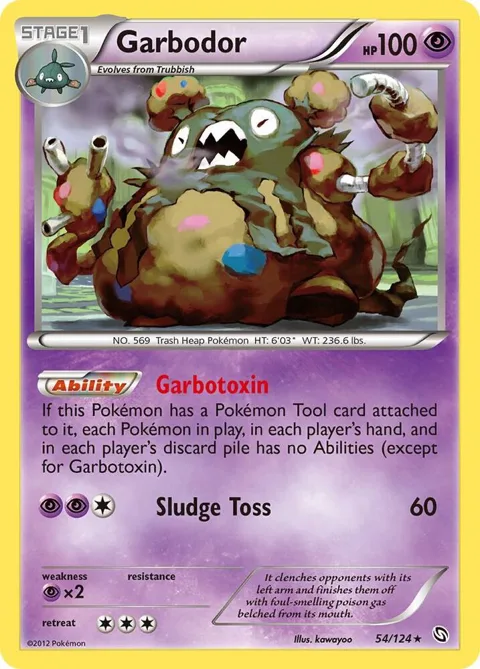 Garbodor #54/124 Holofoil Pokémon card from Dragons Exalted