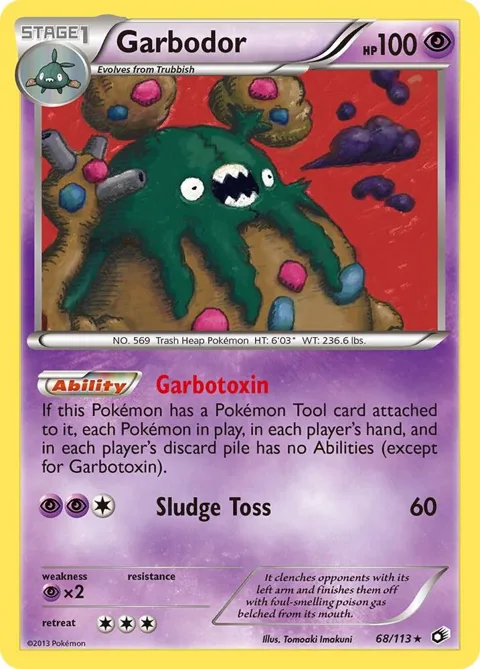 Garbodor #68/113 Reverse Holofoil Pokémon card from Legendary Treasures