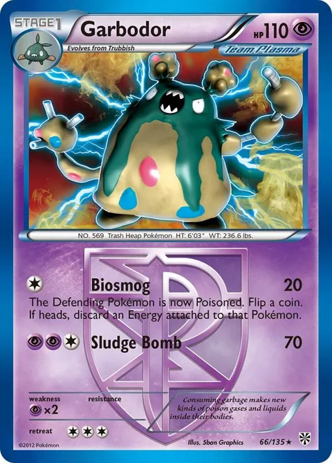 Garbodor Team Plasma 66 #66/135 Reverse Holofoil Pokémon card from Plasma Storm