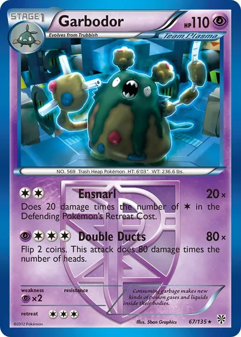 Garbodor Team Plasma 67 #67/135 Pokémon card from Plasma Storm